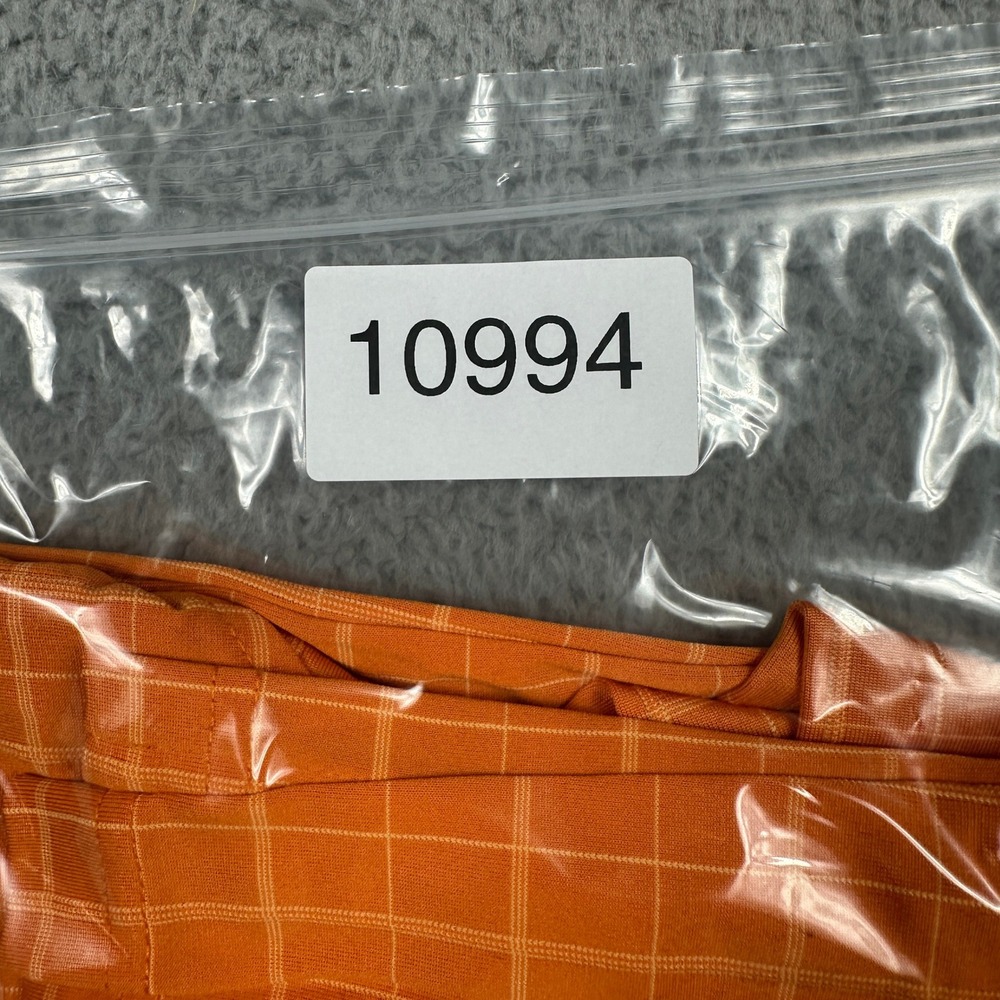 Masters Tech Golf Polo Mens Large Orange Windowpane Check Short Sleeve Shirt - Picture 9 of 9